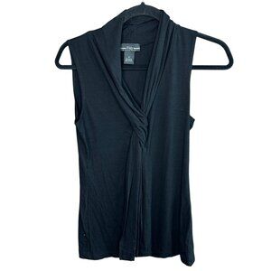 Ebby by Farinaz Taghavi Black Jersey Knit Sleeveless Tie Front Top Size Medium
